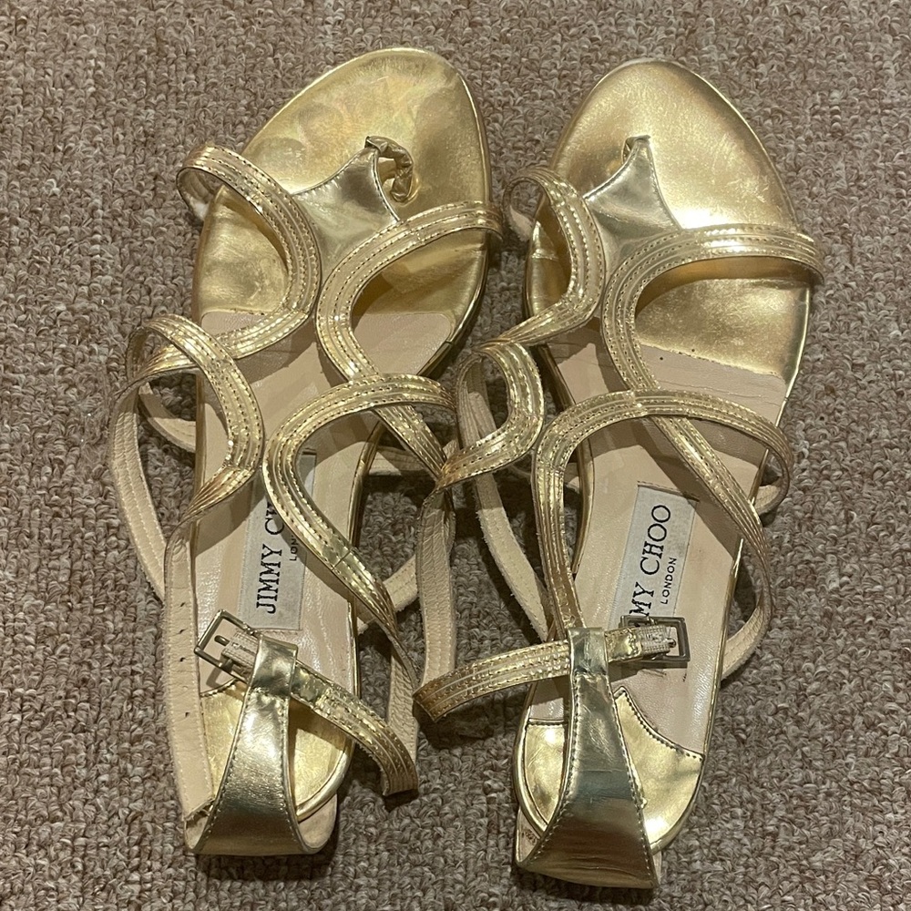 Jimmy Choo Metallic Gold Sandals